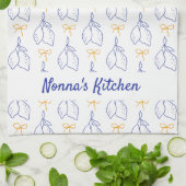 Gepersonaliseerde Hand getrokken Italiaanse Blauwe Theedoek (Gevouwen)