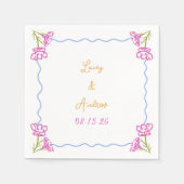 Gepersonaliseerde Hand Getrokken Italiaanse Bloeme Servet (Voorkant)