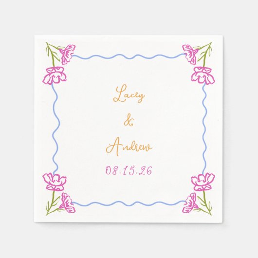 Gepersonaliseerde Hand Getrokken Italiaanse Bloeme Servet (Voorkant)