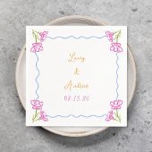 Gepersonaliseerde Hand Getrokken Italiaanse Bloeme Servet