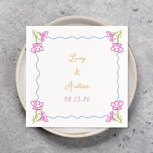 Gepersonaliseerde Hand Getrokken Italiaanse Bloeme Servet