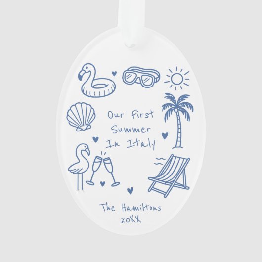 Gepersonaliseerde Hand getrokken Stijl Zomervakant Ornament (achterkant)