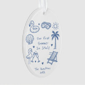 Gepersonaliseerde Hand getrokken Stijl Zomervakant Ornament (voorkant)