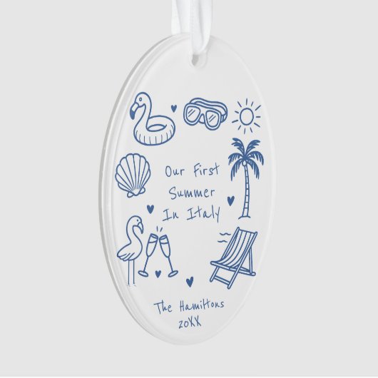 Gepersonaliseerde Hand getrokken Stijl Zomervakant Ornament (voorkant)