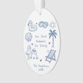 Gepersonaliseerde Hand getrokken Stijl Zomervakant Ornament (voorkant)