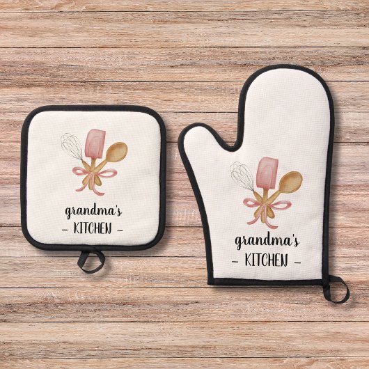 Gepersonaliseerde Hand getrokken Whisk Lepel Moder Ovenwant & Pannenlap Set