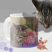 Gepersonaliseerde Hand-Painted Cat Art Mok met tul