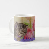 Gepersonaliseerde Hand-Painted Cat Art Mok met tul (Voorkant links)