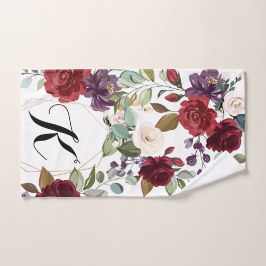 Gepersonaliseerde handdoek witte rozen goud geomet (Handdoek)