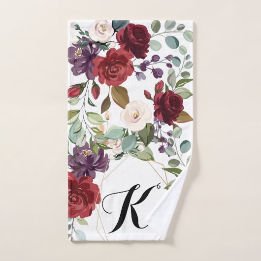 Gepersonaliseerde handdoek witte rozen goud geomet (Handdoek)