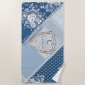 Gepersonaliseerde handdoeken Monogram blauw patroo (Voorkant)