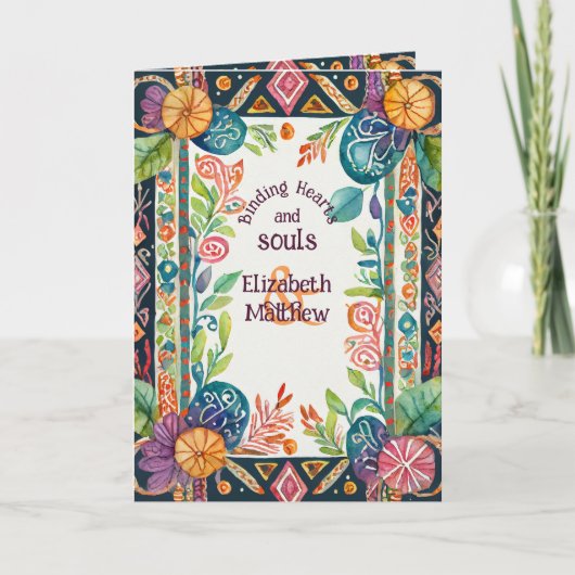 GEPERSONALISEERDE HANDFASTING KAART PAGAN FOLKART  (Voorkant)