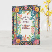 GEPERSONALISEERDE HANDFASTING KAART PAGAN FOLKART  (Gele Bloem)