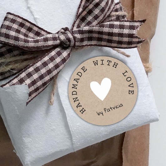 Gepersonaliseerde handgemaakt met liefde White Hea Ronde Sticker