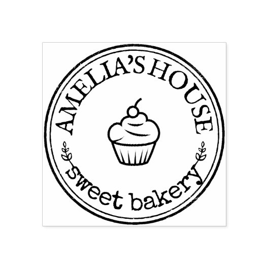Gepersonaliseerde handgemaakte bakkerij Logo Cute Rubberstempel (Afrduk)