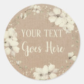 Gepersonaliseerde Handgemaakte  Bloemen Rustiek Ronde Sticker (Voorkant)