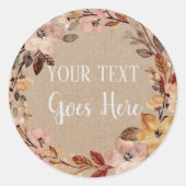 Gepersonaliseerde Handgemaakte  Bloemen Rustieke K Ronde Sticker (Voorkant)