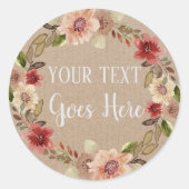 Gepersonaliseerde Handgemaakte  Bloemen Rustieke K Ronde Sticker (Voorkant)