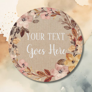 Gepersonaliseerde Handgemaakte  Bloemen Rustieke K Ronde Sticker