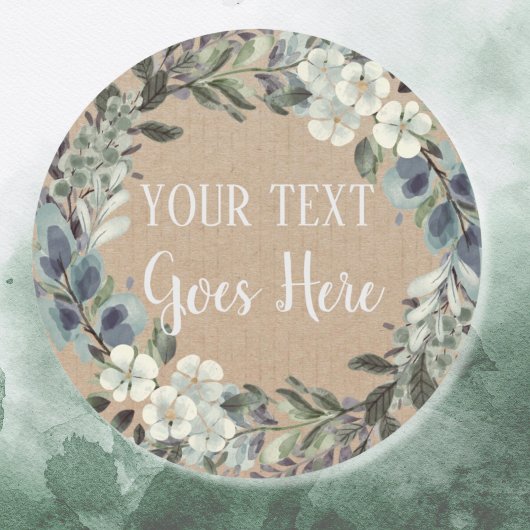 Gepersonaliseerde Handgemaakte  Bloemen Rustieke K Ronde Sticker