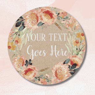 Gepersonaliseerde Handgemaakte  Bloemen Rustieke K Ronde Sticker