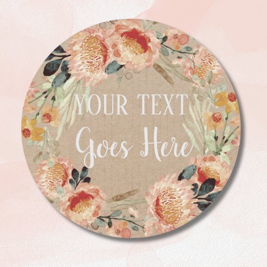 Gepersonaliseerde Handgemaakte  Bloemen Rustieke K Ronde Sticker