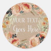 Gepersonaliseerde Handgemaakte  Bloemen Rustieke K Ronde Sticker (Voorkant)