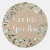 Gepersonaliseerde handgemaakte Eucalyptus Rustic Ronde Sticker (Voorkant)