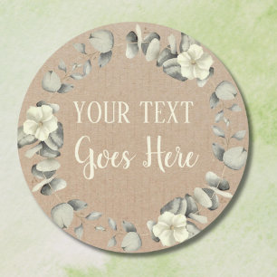 Gepersonaliseerde handgemaakte  Eucalyptus Rustic Ronde Sticker
