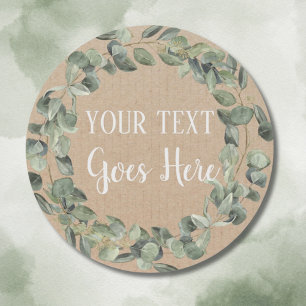 Gepersonaliseerde handgemaakte  Eucalyptus Rustic Ronde Sticker