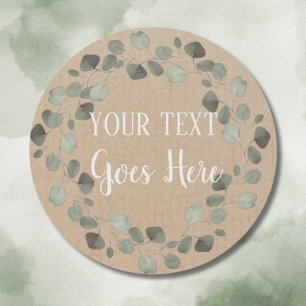 Gepersonaliseerde handgemaakte  Eucalyptus Rustic Ronde Sticker