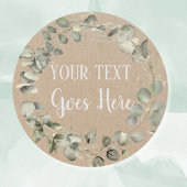 Gepersonaliseerde handgemaakte  Eucalyptus Rustic Ronde Sticker