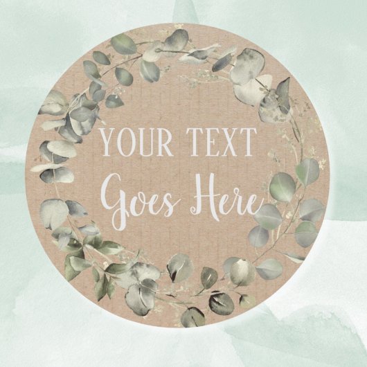 Gepersonaliseerde handgemaakte Eucalyptus Rustic Ronde Sticker