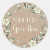 Gepersonaliseerde handgemaakte  Eucalyptus Rustic Ronde Sticker (Voorkant)