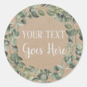 Gepersonaliseerde handgemaakte  Eucalyptus Rustic Ronde Sticker (Voorkant)