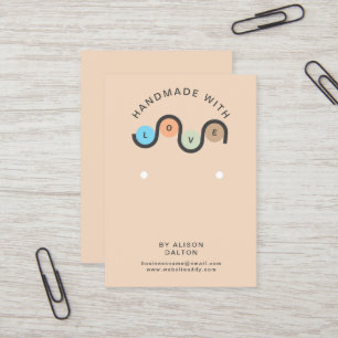 Gepersonaliseerde handgemaakte met liefde oorbelle visitekaartje