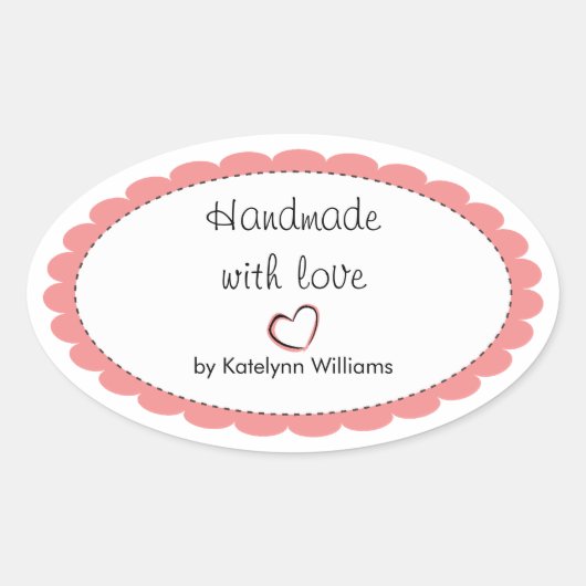 Gepersonaliseerde handgemaakte met liefde Sticker  (Voorkant)