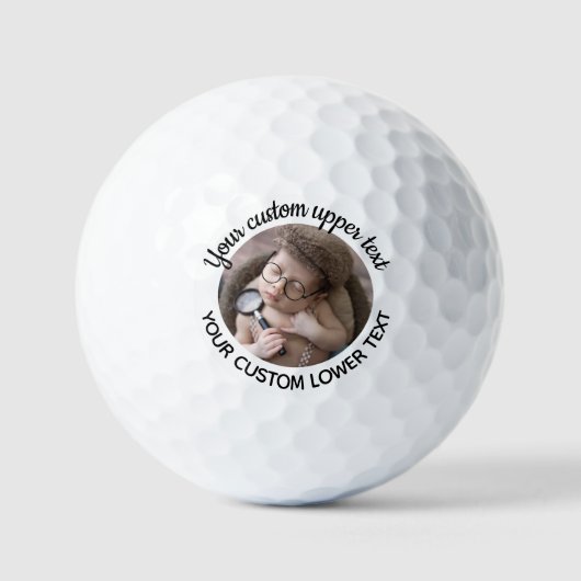 Gepersonaliseerde Handgeschreven Font & Foto Golf  Golfballen (Voorkant)