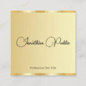 Gepersonaliseerde Handgeschreven Script Faux Gold Vierkante Visitekaartje (Voorkant)