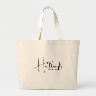 Gepersonaliseerde handgeschreven scriptnaam Brides Grote Tote Bag