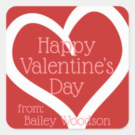 Gepersonaliseerde handgetekende hart Valentijn van Vierkante Sticker