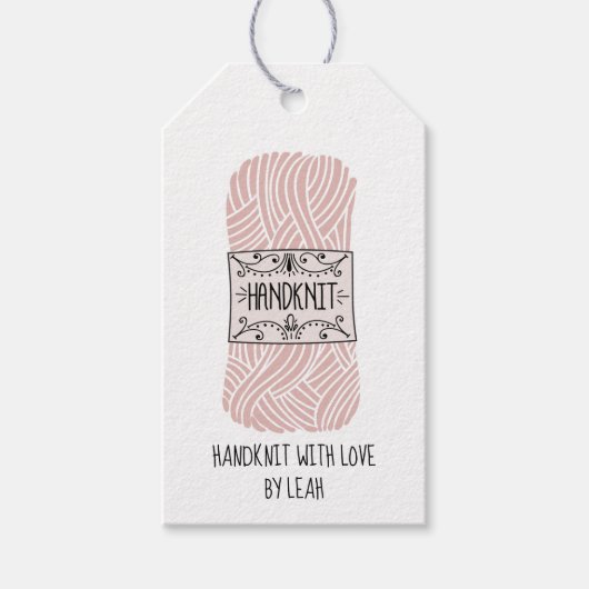 Gepersonaliseerde Handknit met Love Gift Labels Cadeaulabel (Voorkant)