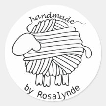 Gepersonaliseerde 'Handmade By' Garn Sheep Sticker