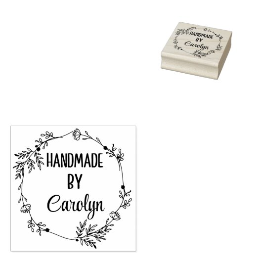 Gepersonaliseerde "Handmade By" houten stempel (Gestempeld)