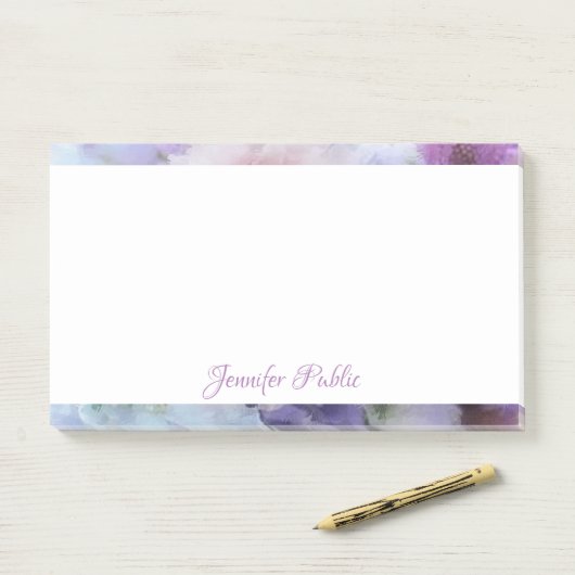 Gepersonaliseerde handschrift tekst Waterverf Flow Post-it® Notes (Op bureau)