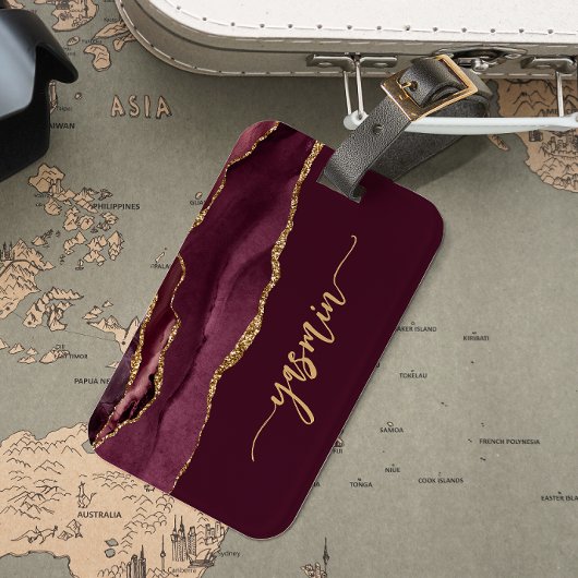 Gepersonaliseerde Handtekening Bourgogne Red Gold  Bagagelabel