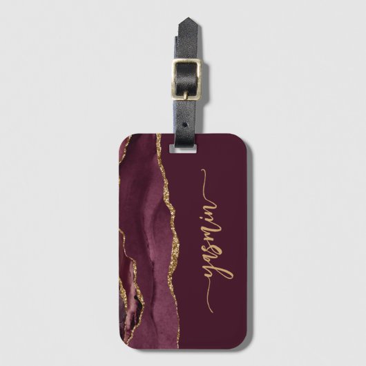 Gepersonaliseerde Handtekening Bourgogne Red Gold  Bagagelabel (Voorkant (verticaal))