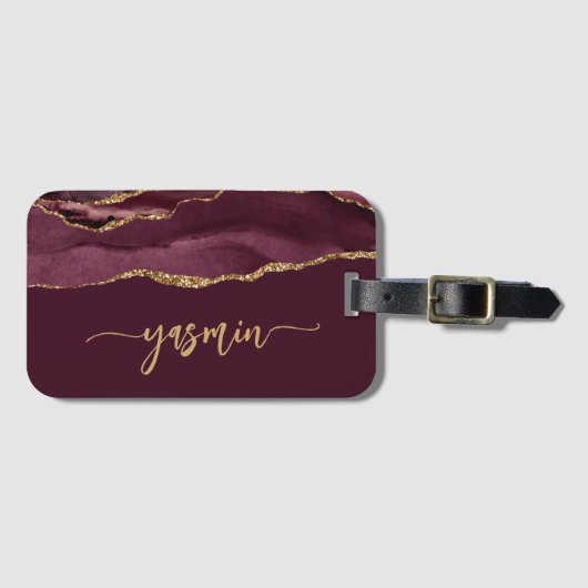 Gepersonaliseerde Handtekening Bourgogne Red Gold  Bagagelabel (Voorkant (horizontaal))
