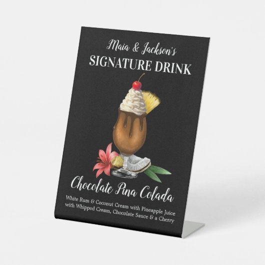 Gepersonaliseerde Handtekening Drink Chocolade Pin Reclamebord Met Voetstuk (Voorkant)