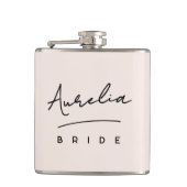 Gepersonaliseerde Handtekening Naam Pink Bachelore Heupfles (Voorkant)